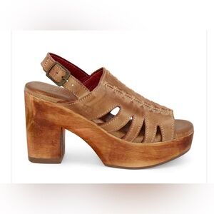 Bed Stu Fontella sandals wood platform rustic leather slingback new 7.5 brown